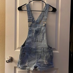 Denim short overalls